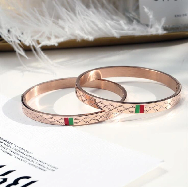 Stainless Steel Gold Plating 3mm 5mm Width Luxury Wristband Bangle Wedding Female Jewelry Cuff Gg Bracelets for Women