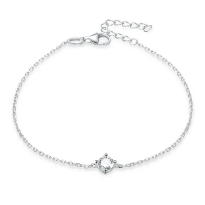 Pulsera de plata de ley 925 con circonita cúbica, joyería para mujer